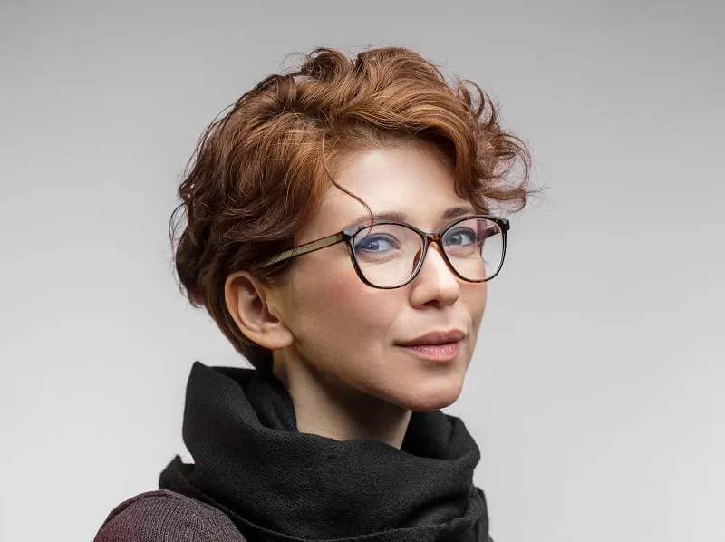 pixie haircut with glasses