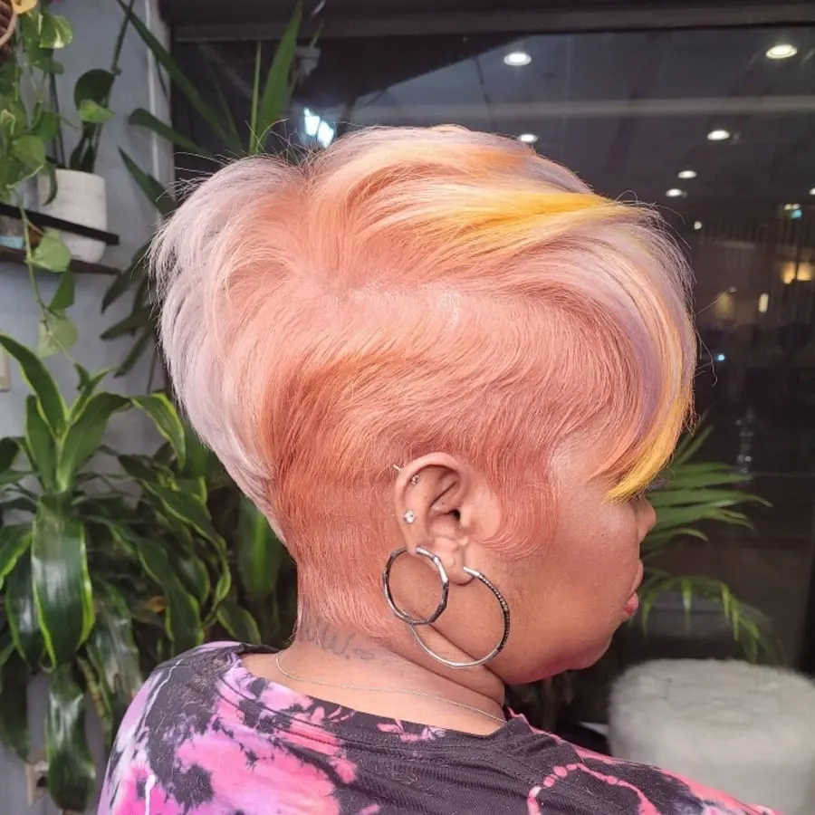 pixie haircut with yellow highlights
