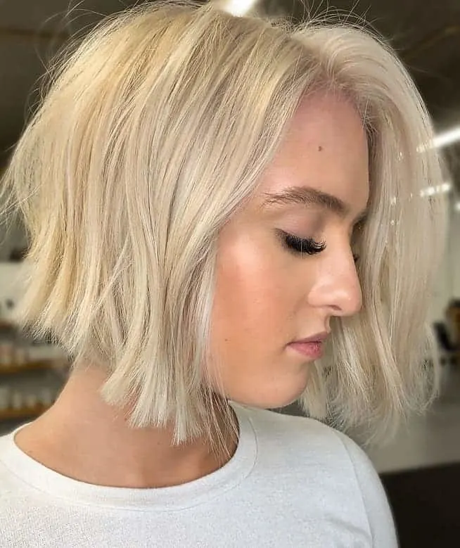 platinum blonde angled bob