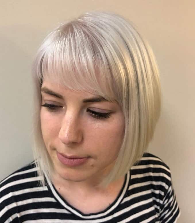 platinum a-line bob with bangs