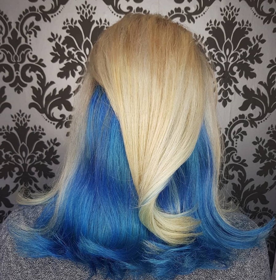 platinum blonde hair with blue underneath