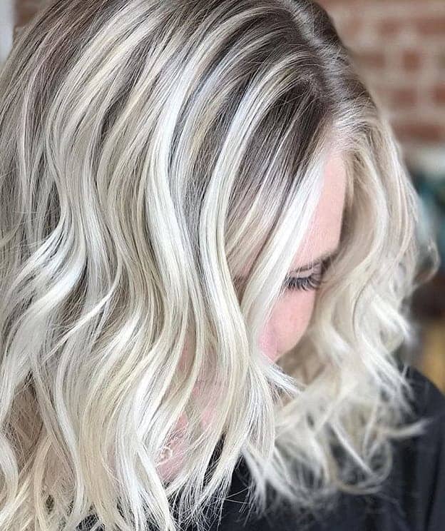 Medium Hair with Platinum Blonde Highlights