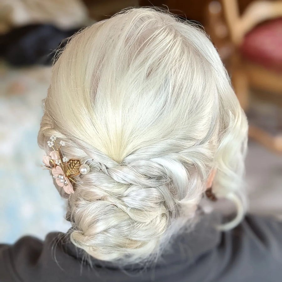 platinum hair bun for over 50