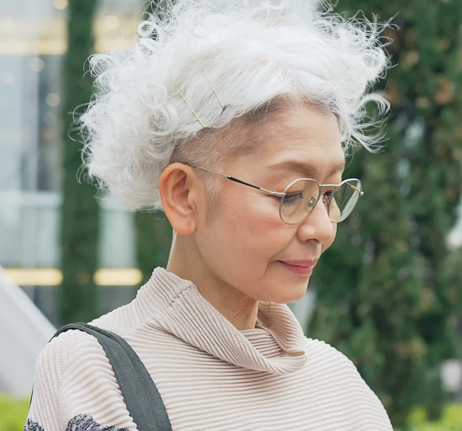 platinum hair with undercut for over 50