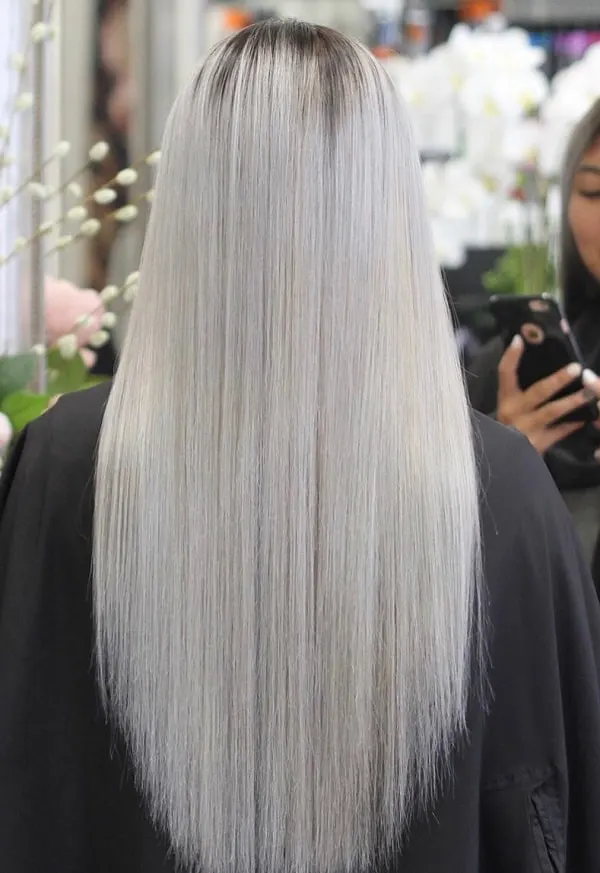platinum silver balayage hair color