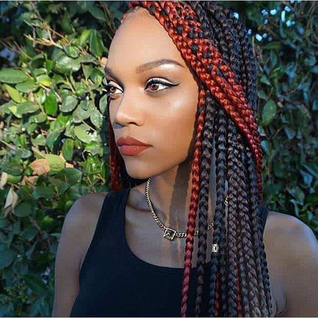 poetic justice braid with orange front highlights