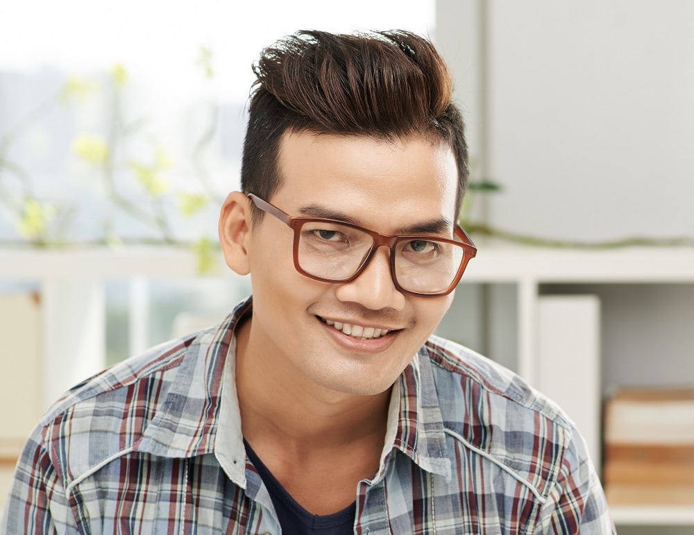 pompadour for Asian guys with glasses
