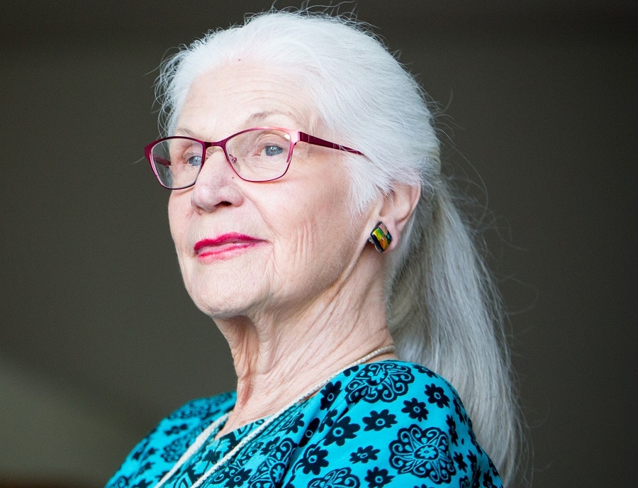 ponytail for 80 year old woman with glasses