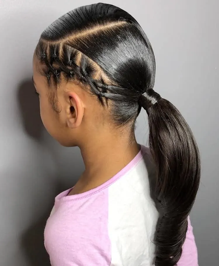 low ponytail for little black girl