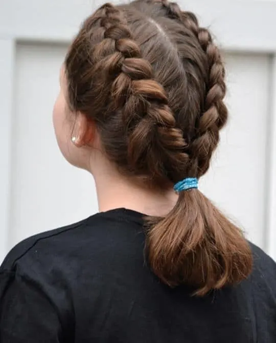 French Braids with A Ponytail for little girls