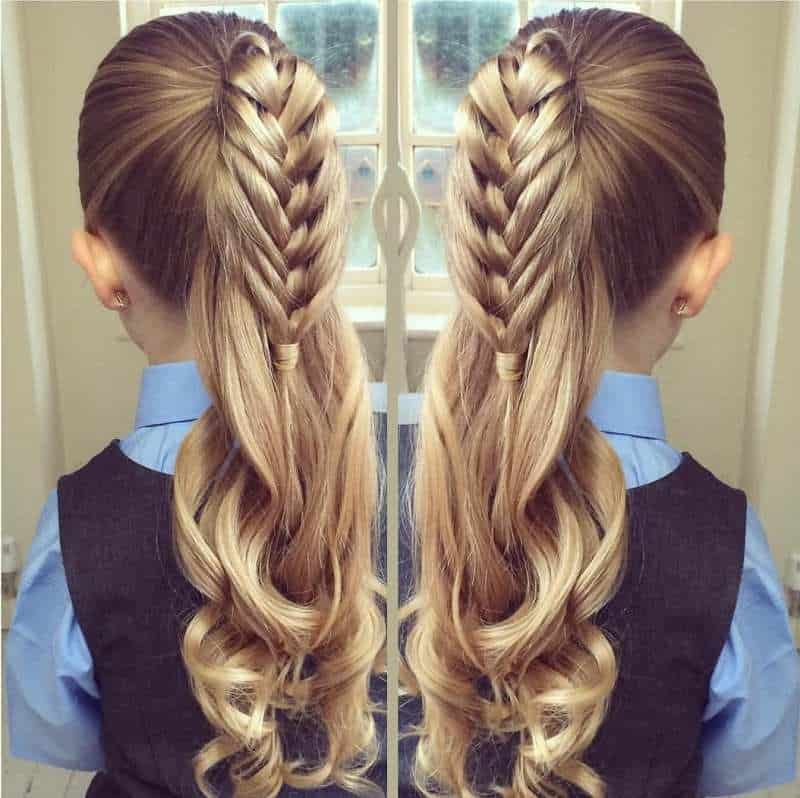 Semi Fishtail-braided Ponytail to wear at school