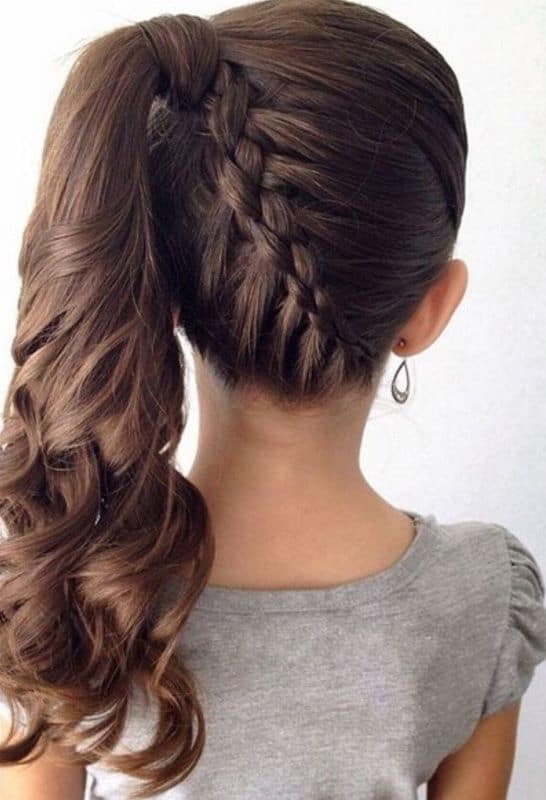 Back-braided Ponytail Hairstyles for school going girls