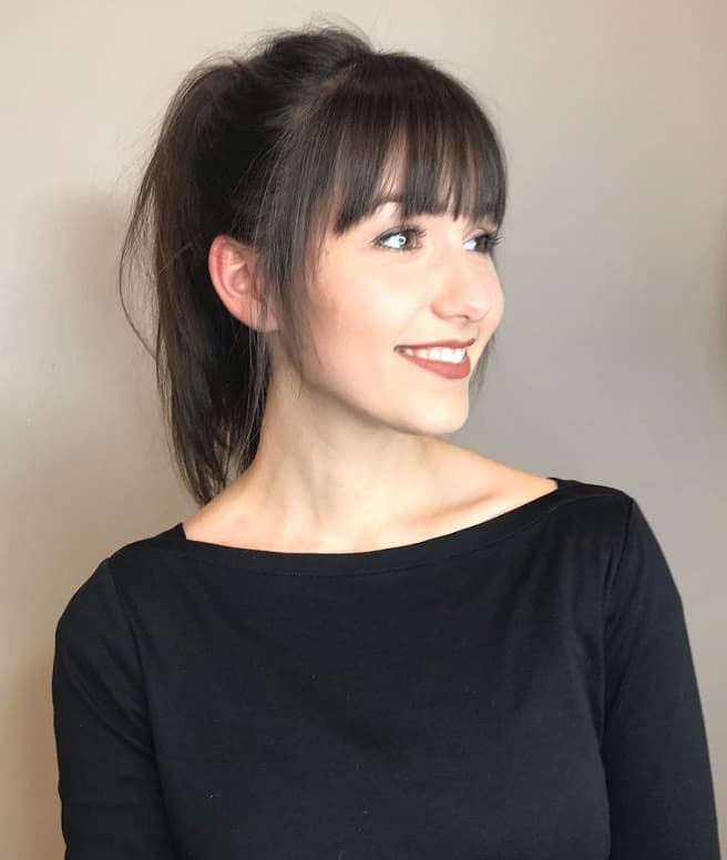 straight ponytail with bangs