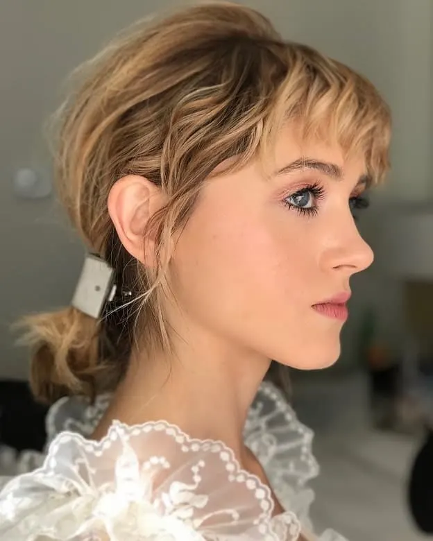 short bangs with pony