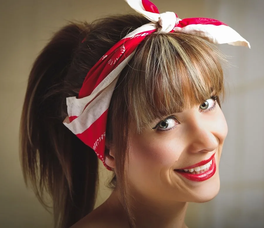 ponytail with bangs and headband