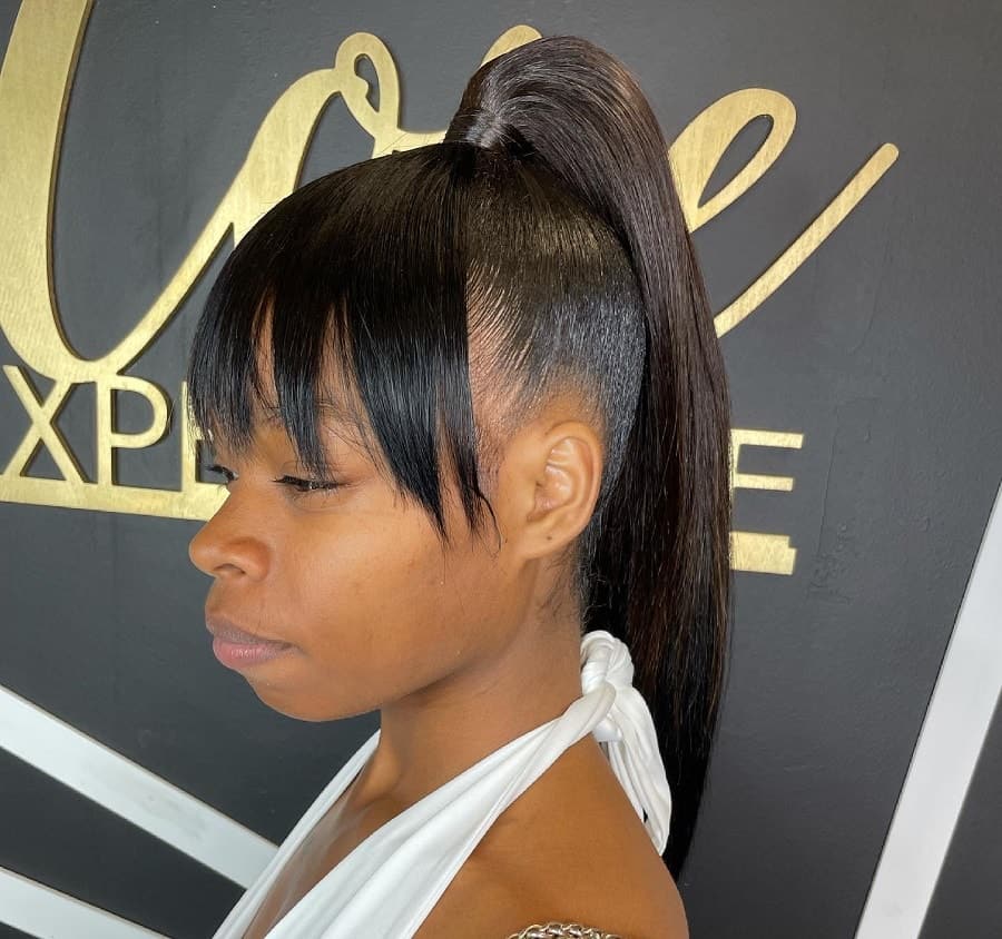 ponytail with bangs for black women