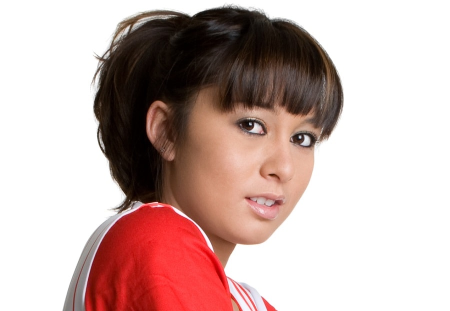 ponytail with bangs hairstyle for softball