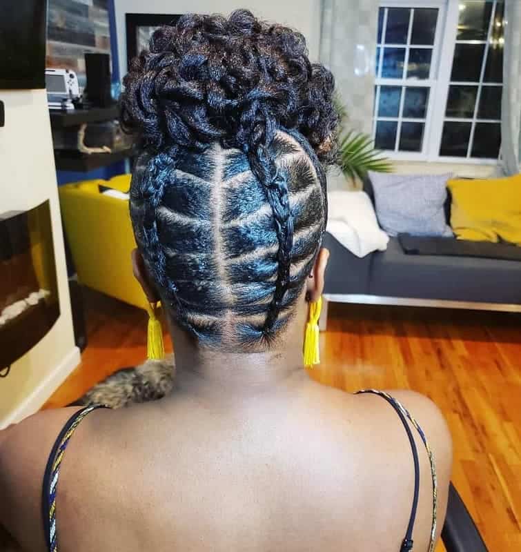 upward twisted bun for short natural hair