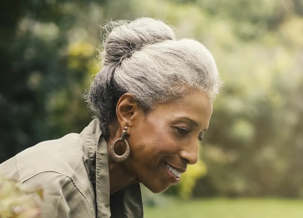 puffed bun hairstyle for over 50 females