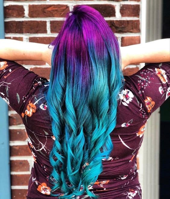 purple and teal ombre hair