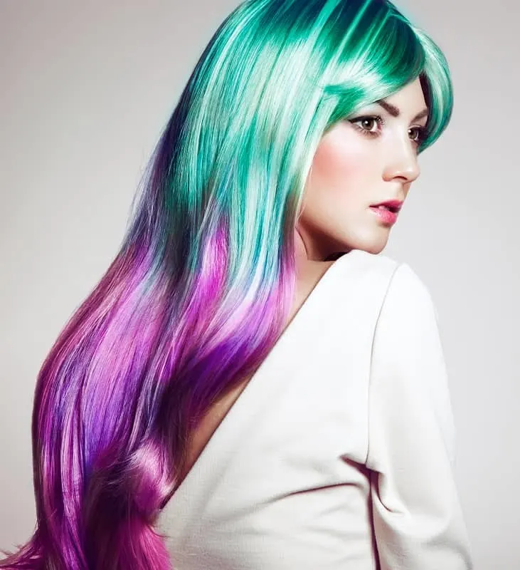 purple and turquoise hair