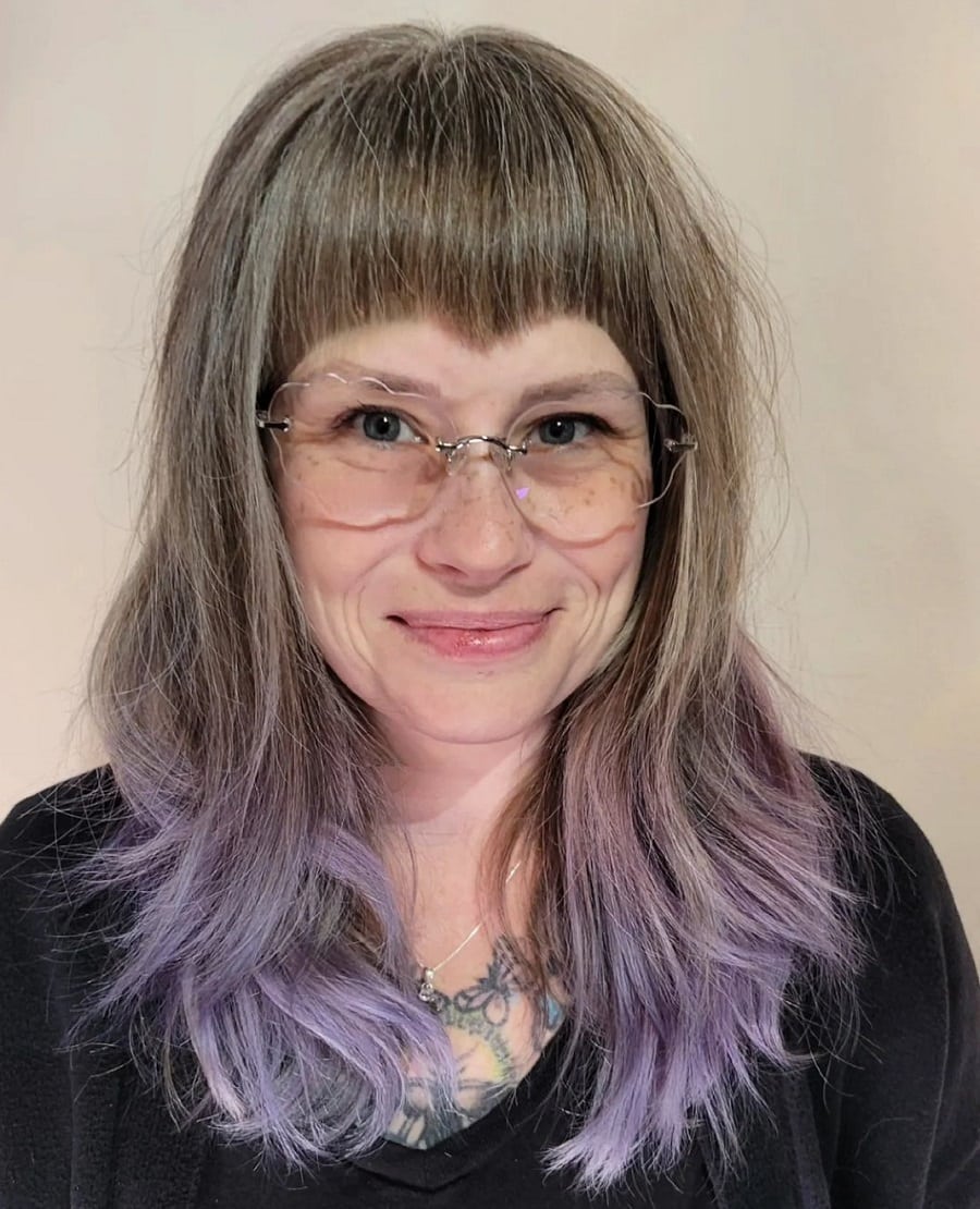 purple balayage hair color for over 50