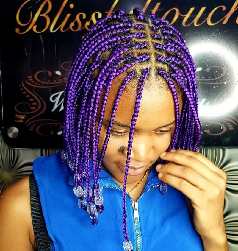 purple bob box braids