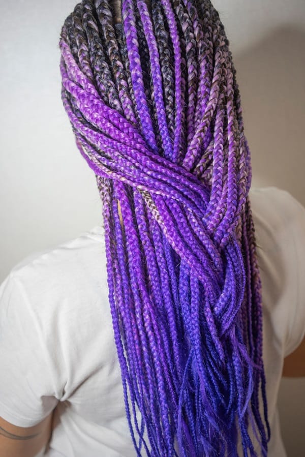 purple color box braids