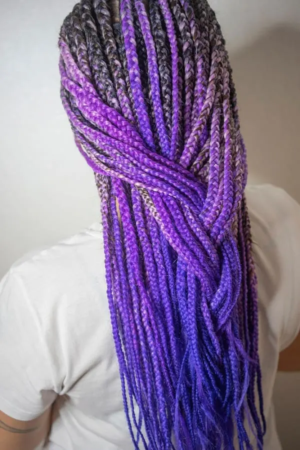 purple color box braids