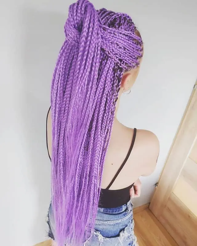 purple box braided hairstyle