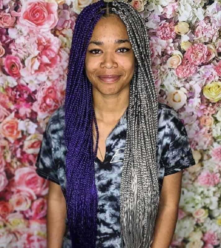25 Hottest Purple Box Braids You'll See in 2020