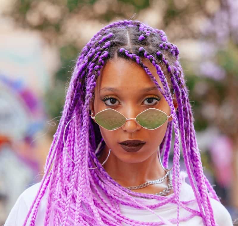purple braided hair