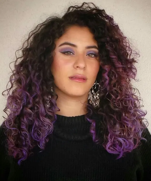 curly purple ombre hair
