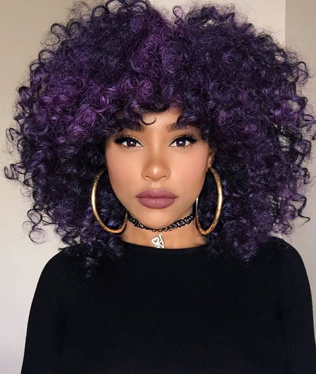black and purple curly hair