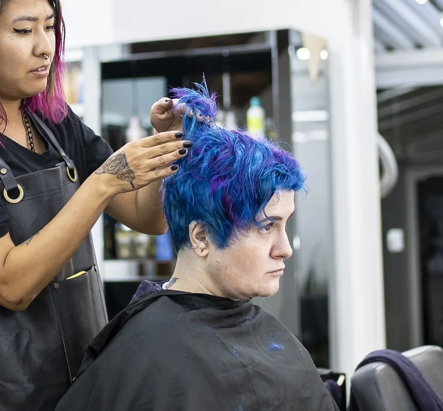 purple hair color over blue hair