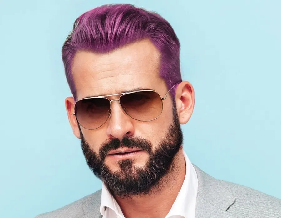 purple hair for men in 30s