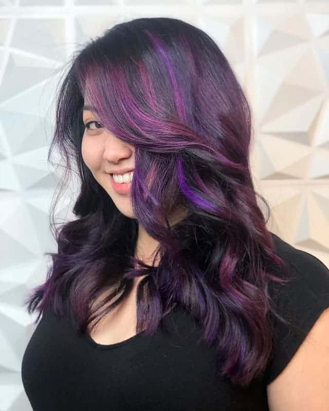 dark purple hair with highlights
