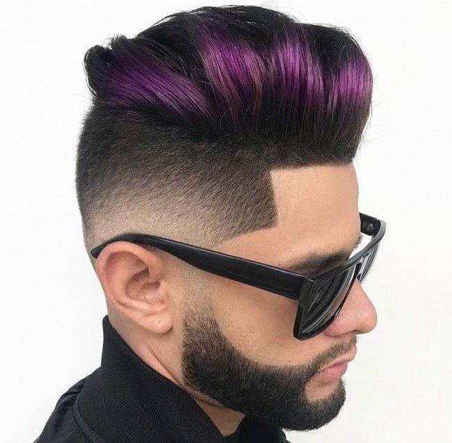 men's hairstyle with purple roots