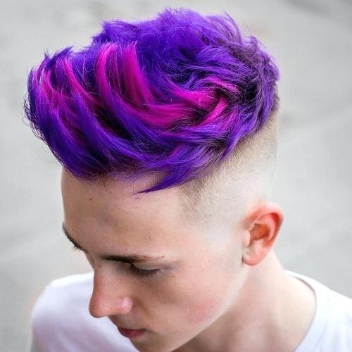 purple contrast hair for men