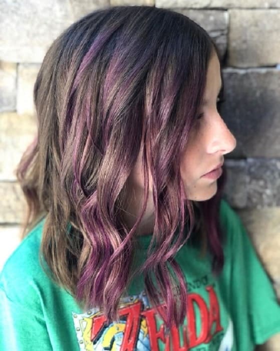 Light Purple Highlights on Light Brown Hair