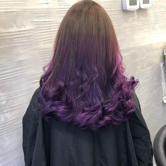 purple highlights in light brown hair