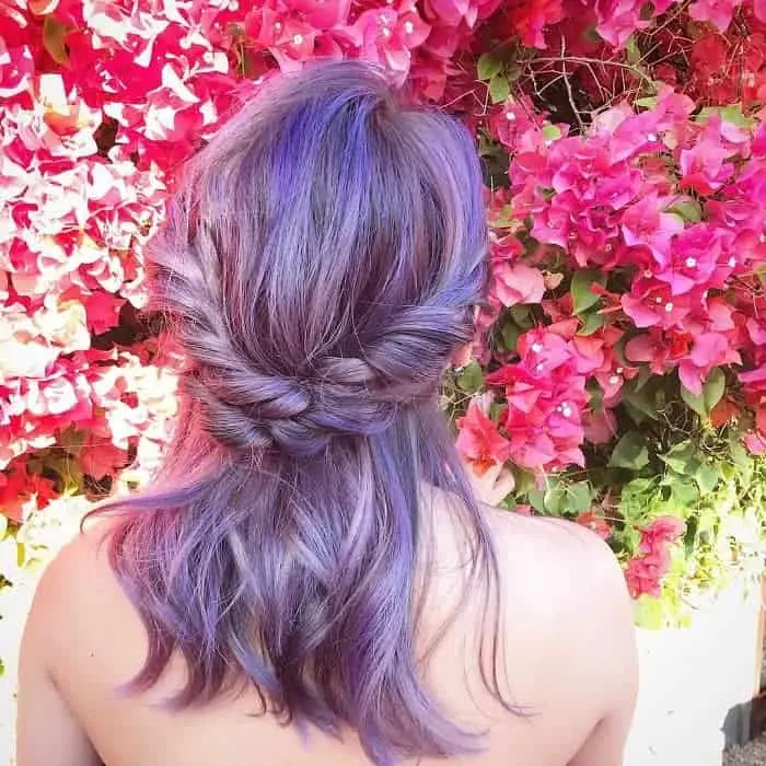 purple highlights in brown hair for girls