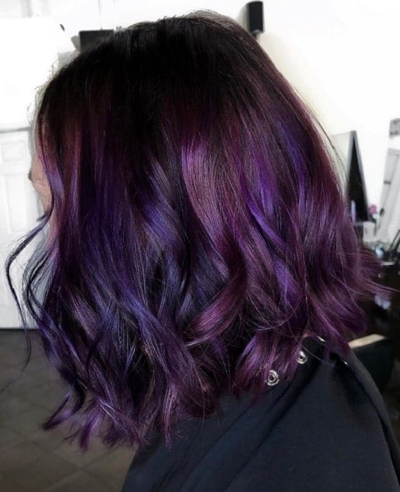 brown hairstyles with purple highlights