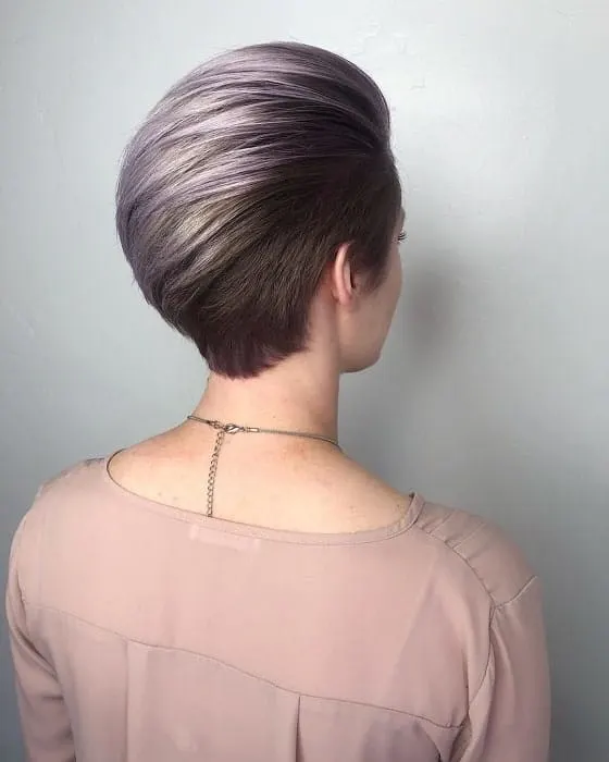 Faded purple highlights on short brown Hair