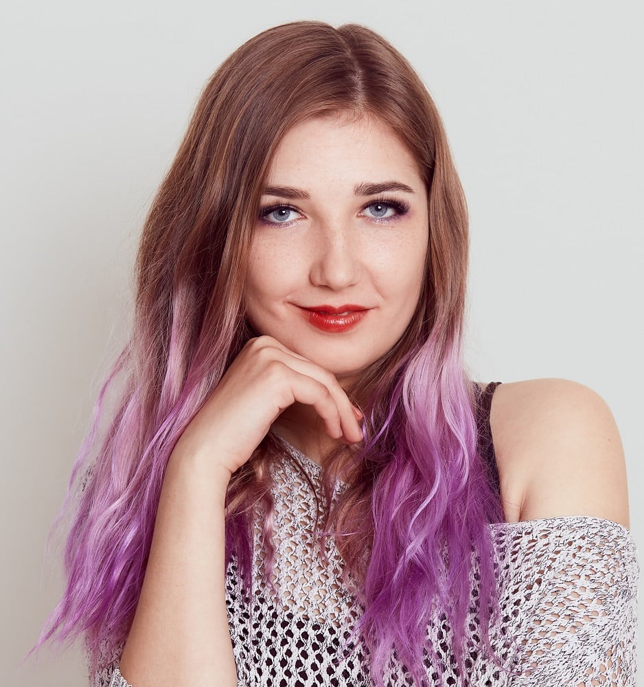 purple ombre hair color for pale skin and blue eyes