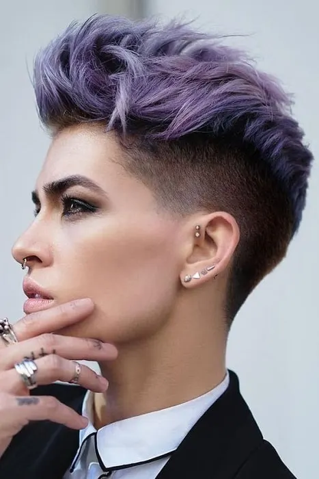 girl with purple pixie and undercut