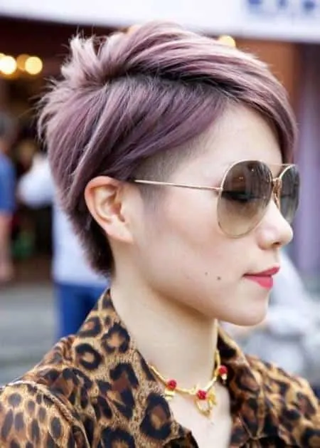 purple pixie with side bangs