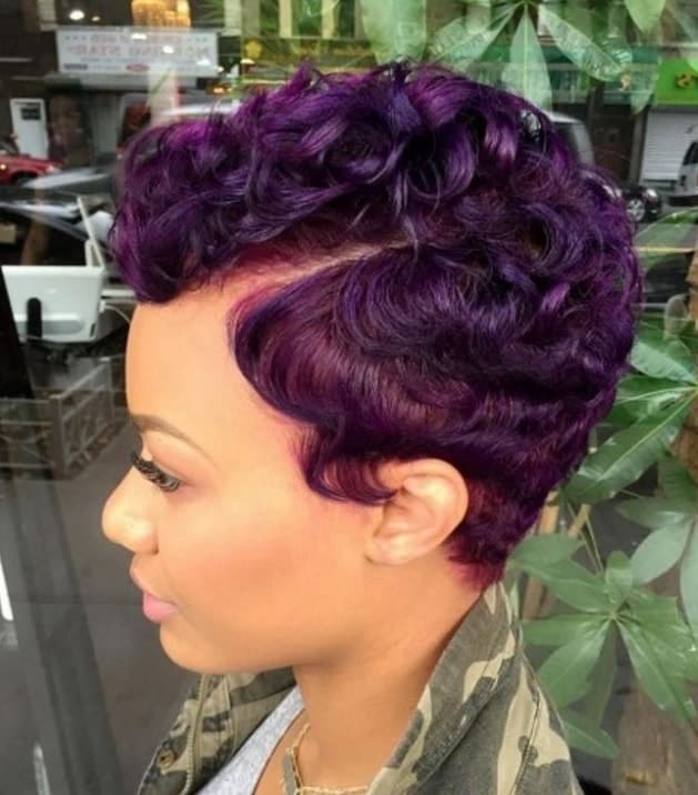 purple pixie with finger waves