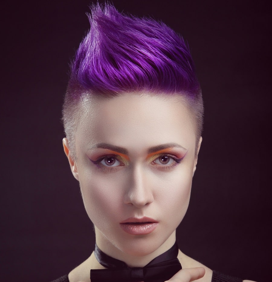 Purple pixie cut for square faces