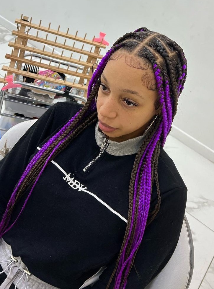 purple pop smoke braids